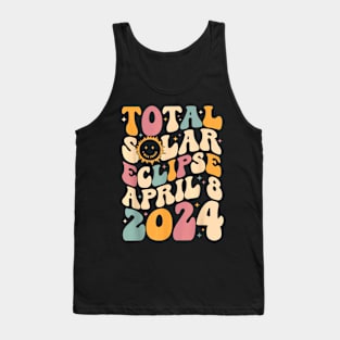 Sun Total Solar Eclipse 2024 Totality April 8 Retro Groovy Gift For Boys Girls Kids Tank Top